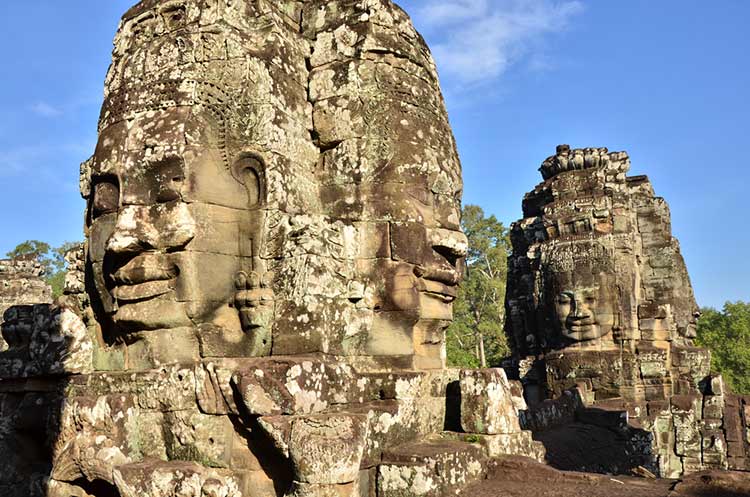 Face tower at the Bayon in the Angkor Archaeological Park