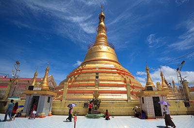 The Botataung pagoda on the banks of the Bago river enshrining a Buddha hair relic
