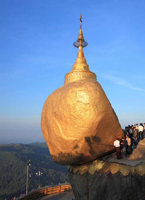 The Golden Rock and devotees