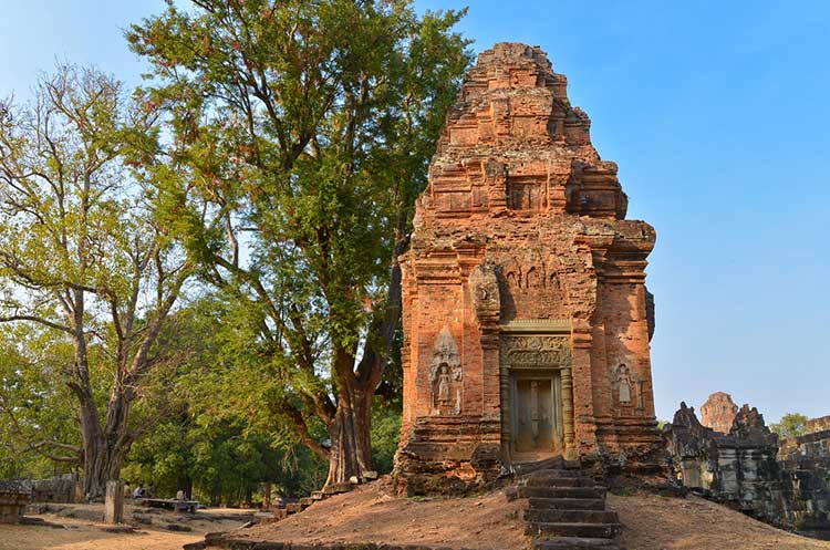 One of the sanctuary towers of the Lolei temple in Angkor