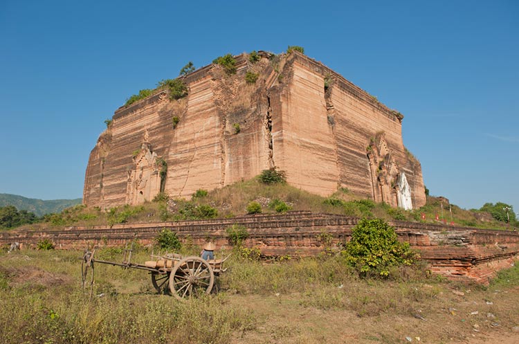 The massive Mingun pagoda on the banks of the Irrawaddy river