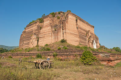The huge unfinished Mingun pagoda standing on the banks of the Irrawaddy river