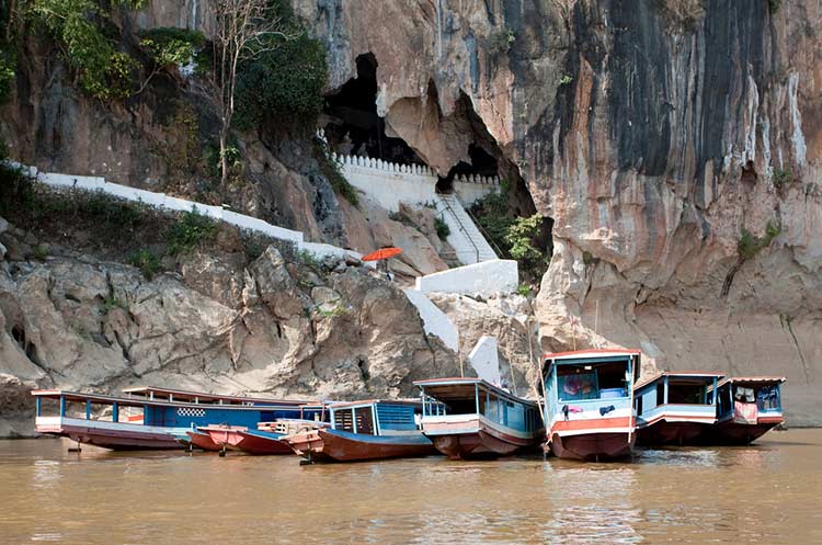 Boat landing at the Pak Ou caves near Luang Prabang