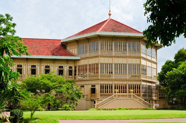 The teak wood Vimanmek Royal Teak Mansion in Bangkok