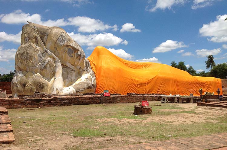42 Meter long Reclining Buddha at Wat Lokaya Sutha, Ayutthaya Historical Park