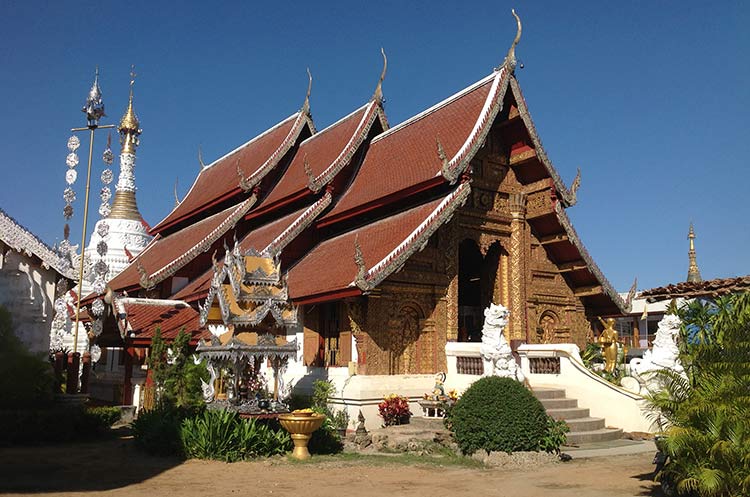 The Lanna style main viharn of the Wat Mahawan in Chiang Mai