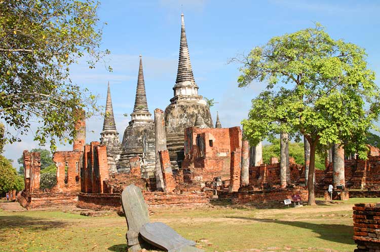 The three main stupas of the Wat Phra Si Sanphet in Ayutthaya Historical Park