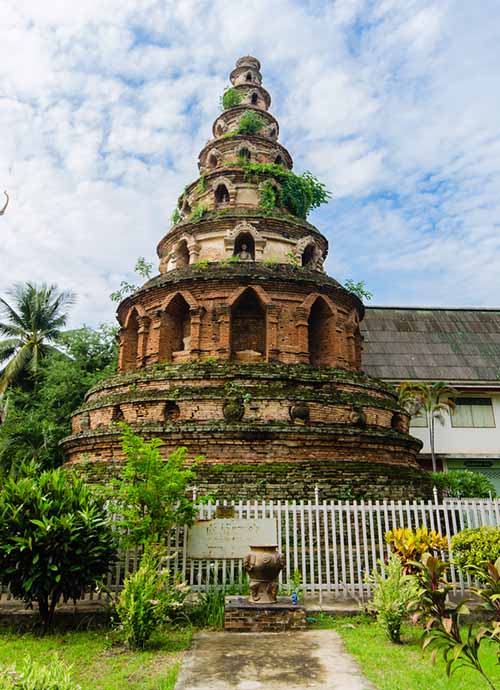 The circular chedi of the Wat Phuak Hong in Chiang Mai