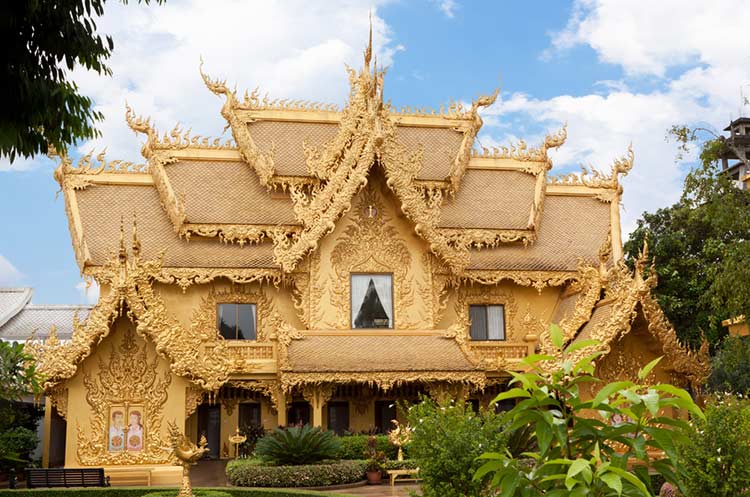 The golden building of the White Temple in Chiang Rai