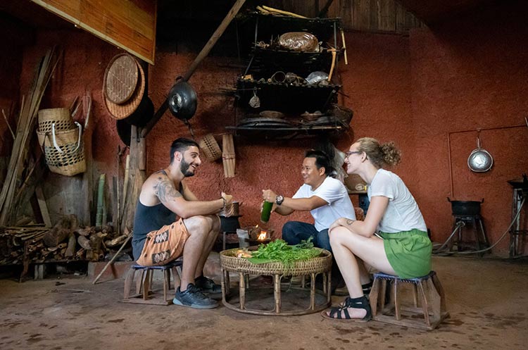 Interior of a simple Akha mud house