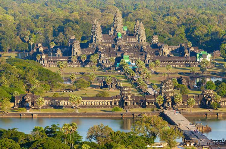 Aerial view of Angkor Wat in the Angkor Archaeological Park