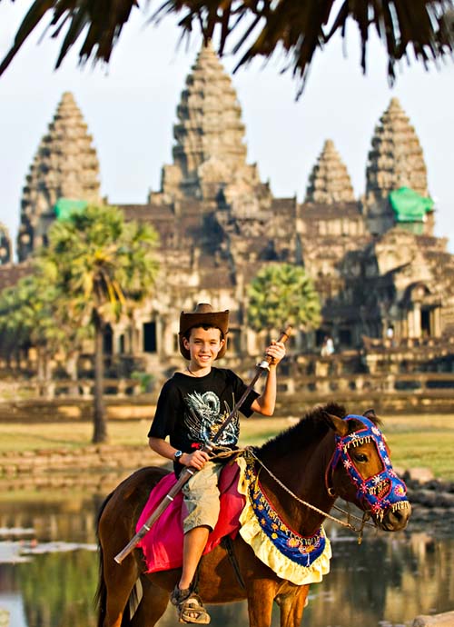 Horse riding for kids around Angkor