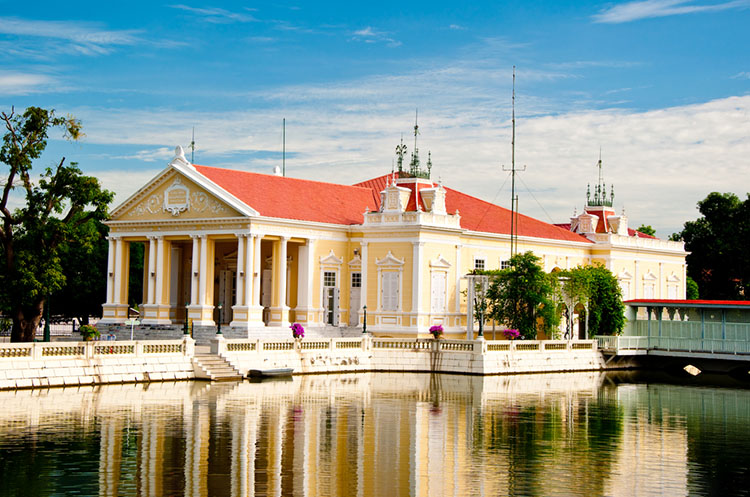 The European style Phra Thinang Warophat Phiman Royal mansion at Bang Pa-In Summer Palace