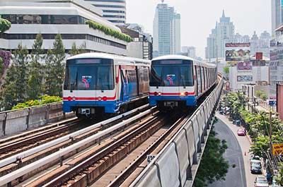 BTS Skytrain in downtown Bangkok