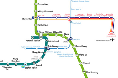 BTS Sky Train Bangkok route map