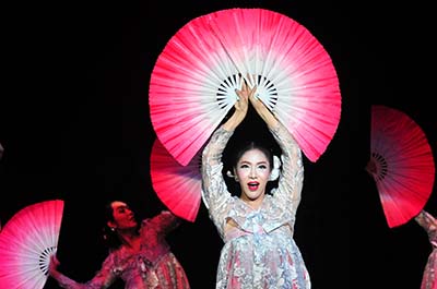 Several dancers performing the Arirang song at Calypso Cabaret