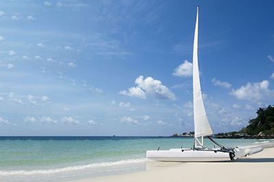 Sailing boat on a beach in Chonburi province