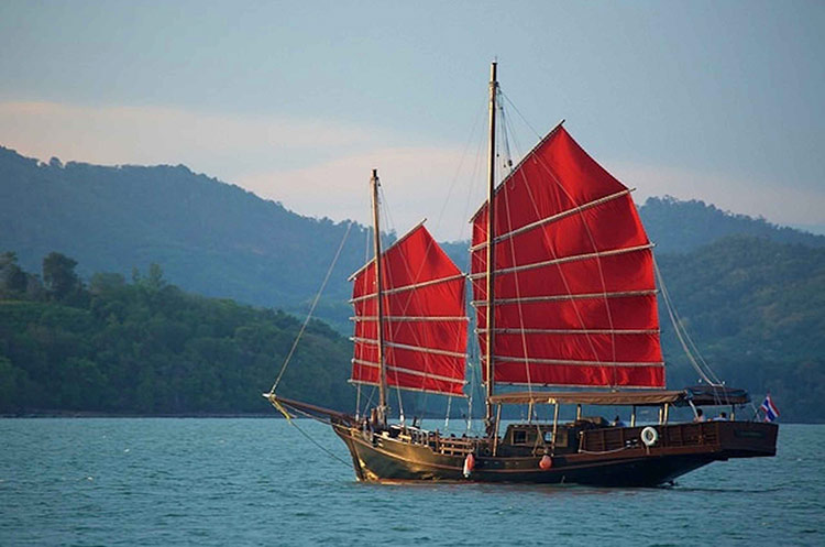 The June Bahtra dinner cruise ship sailing in Phang Nga Bay