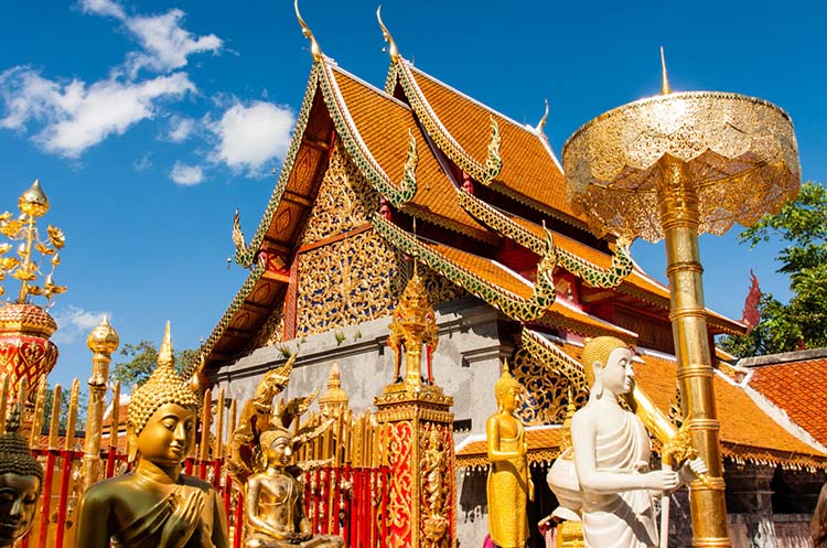 Ornate building at Doi Suthep, the Golden Temple of Chiang Mai