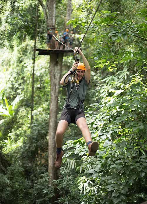 Ziplining between the trees