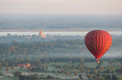 Hot air balloon over the plains of Bagan