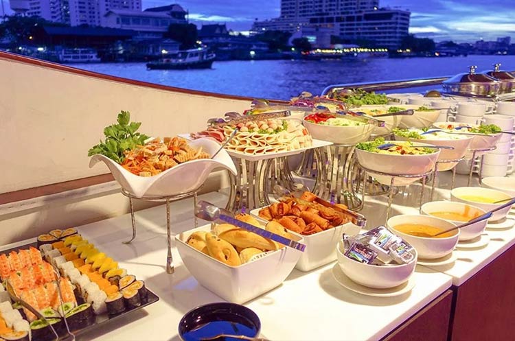 Buffet on the upper deck of the Grand Pearl ship