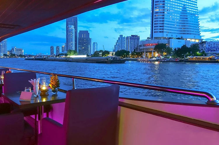 View of the river and Bangkok at dusk