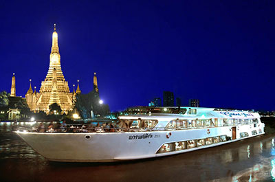 The Grand Pearl dinner cruise ship floating on the Chao Phraya river