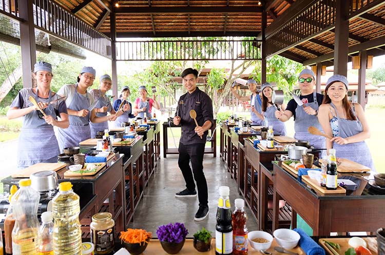 Students and teacher at work at Grandma’s Home Cooking School