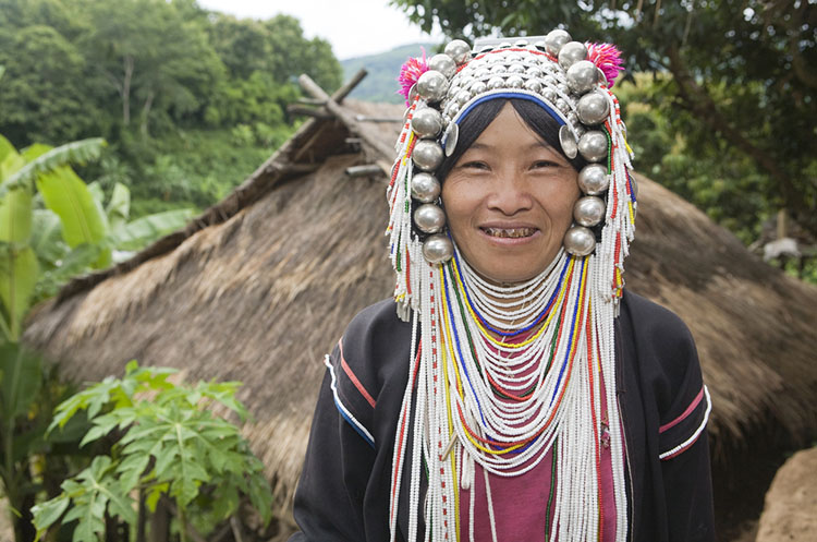 Hill tribes woman wearing colorful traditional clothing