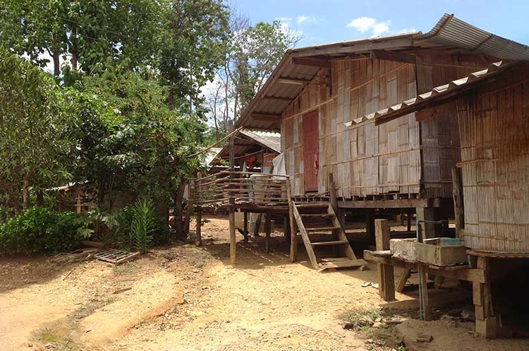 Wooden houses on stilts in a hill tribes village in Chiang Mai province