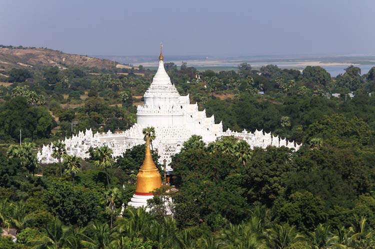 Hsinbyume pagoda near the Irrawaddy river