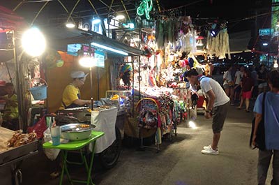 Food and souvenirs for sale at the Hua Hin night market