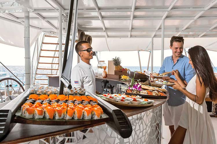 Delicious food aboard the catamaran