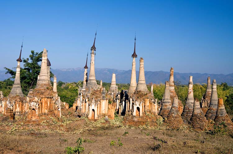 A group of ancient pagodas at Indein village