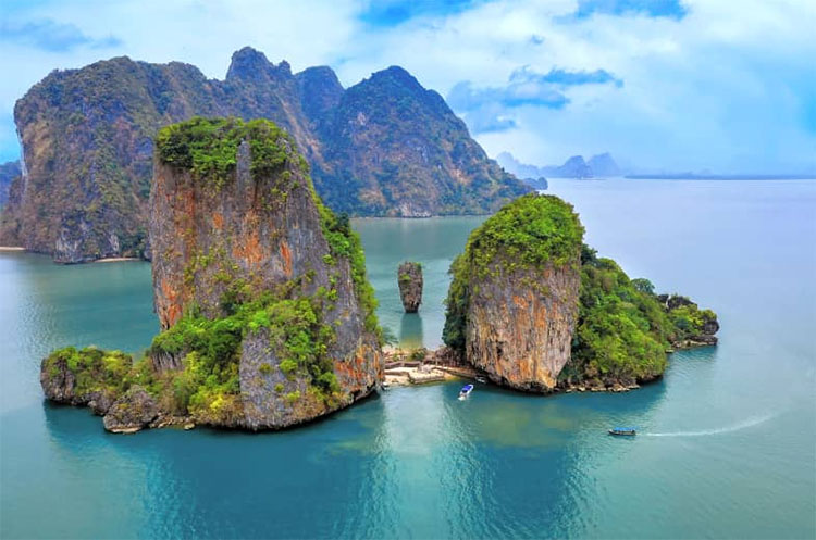 Aerial view of Koh Tapu, better known as James Bond Island