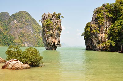 The famous James Bond Island in the sea in Phang Nga Bay