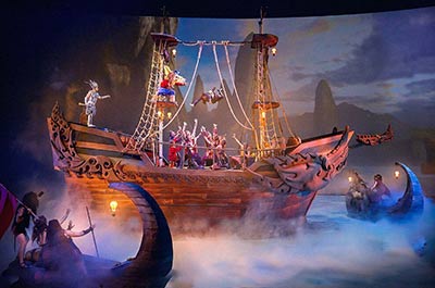 A scene with a sailing ship on the stage of the Kaan Show in Pattaya