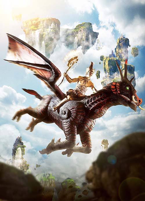 Sudsakorn on a flying dragon