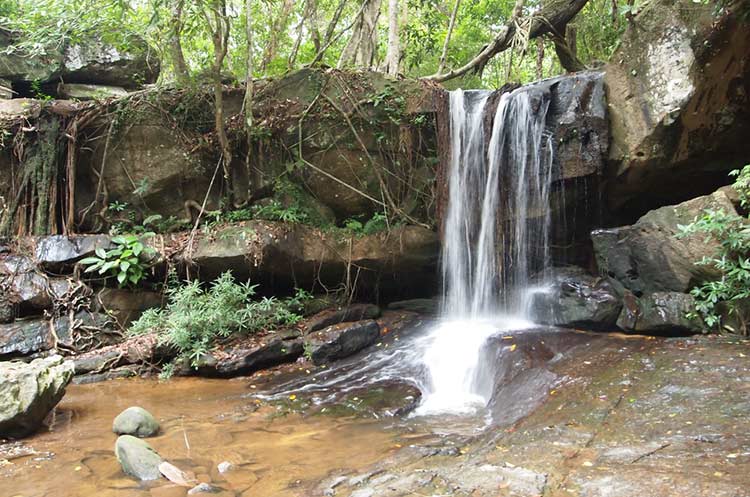 A waterfall in the jungle near Kbal Spean