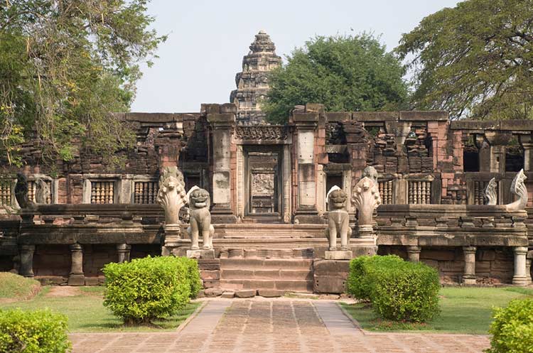 The ruins of an ancient Khmer temple in Thailand