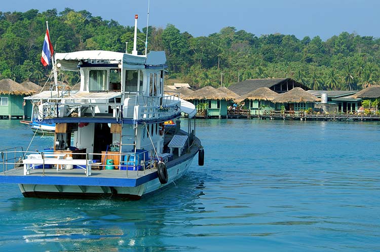 A boat in the sea at Bang Bao fishing village