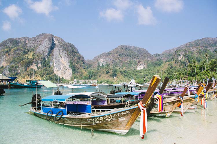 Boats in the harbor of Koh Phi Phi Don