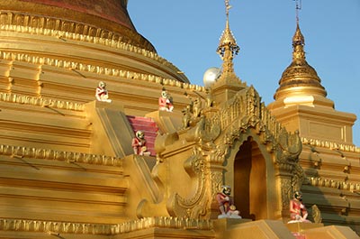 The gilded pagoda of the Kuthowdaw pagoda in Mandalay