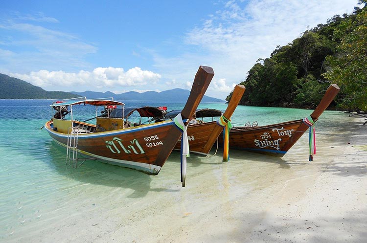 Longtail boats on the beach