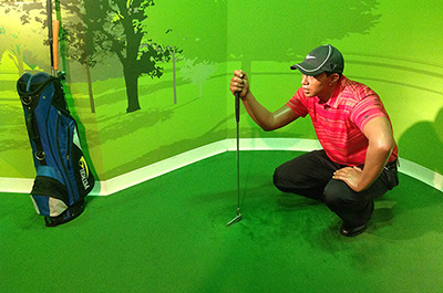 Wax statue of famous golfer Tiger Woods at Madame Tussauds wax museum in Bangkok