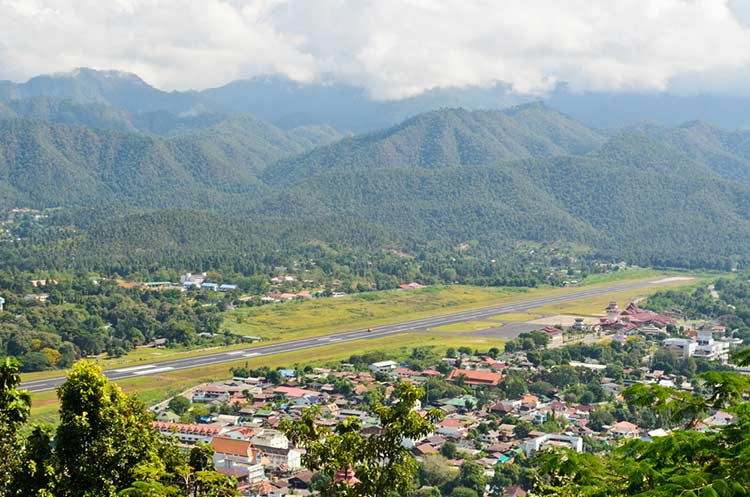 View of Mae Hong Son town and the airport