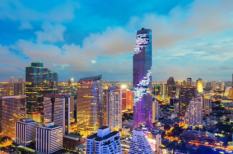 The King Power Mahanakhon building in Bangkok with its skywalk at 310 meters above ground