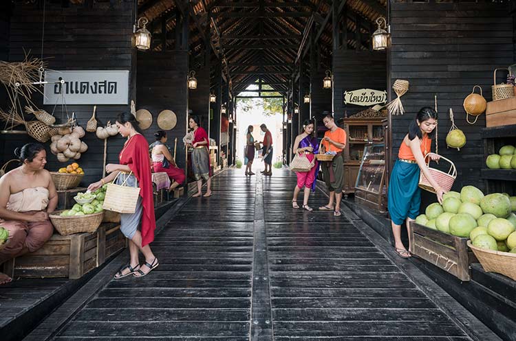 Shopping for vegetables and fruits at the Ancient Market Zone