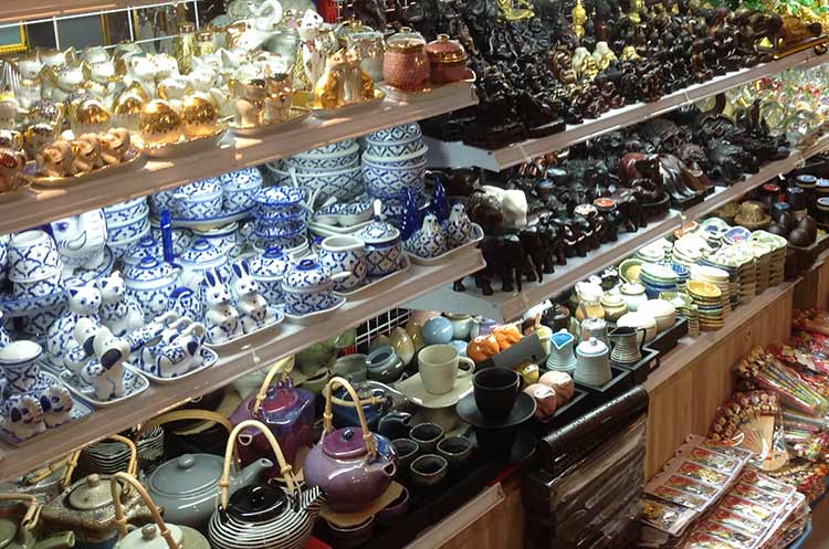 Handicrafts and souvenirs for sale at MBK Shopping Center in Bangkok